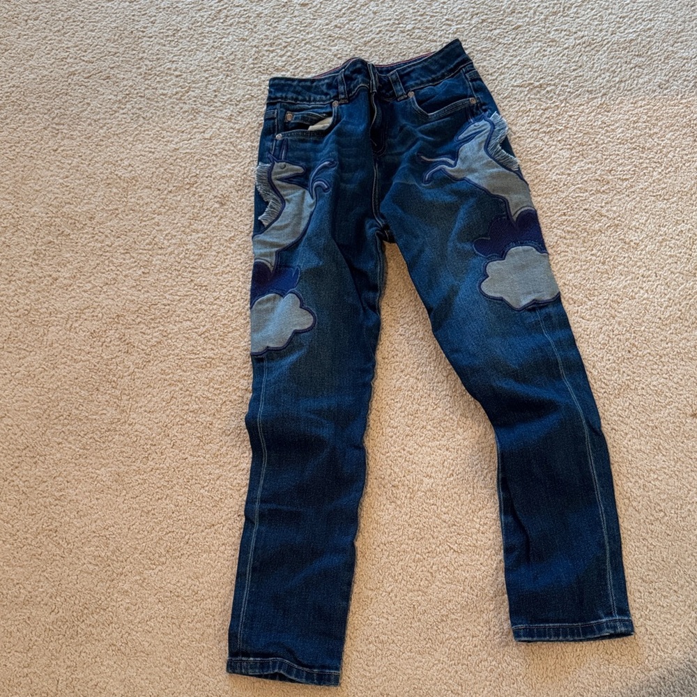 Mini Boden Blue Jeans with Cloud Pattern